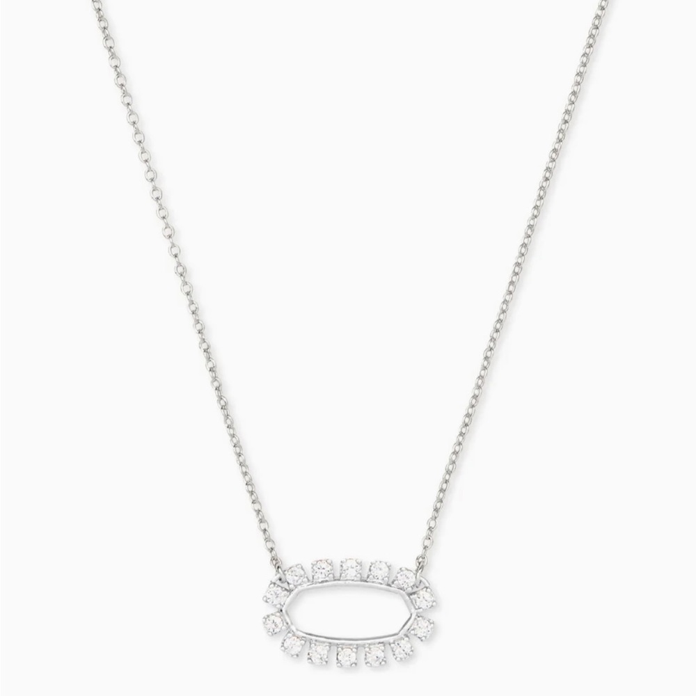 Kendra Scott Elisa Open Frame Crystal Pendant Necklace in Silver